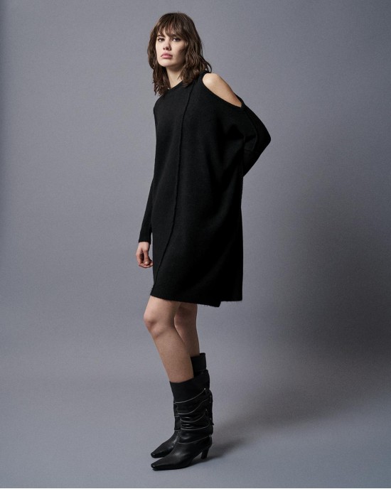 Tailor Made Oversized Mini Knit Black Φόρεμα