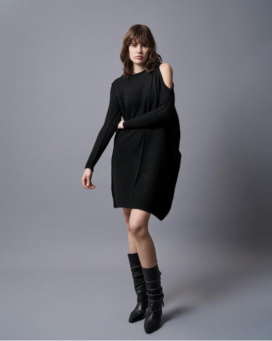 Tailor Made Oversized Mini Knit Black Φόρεμα