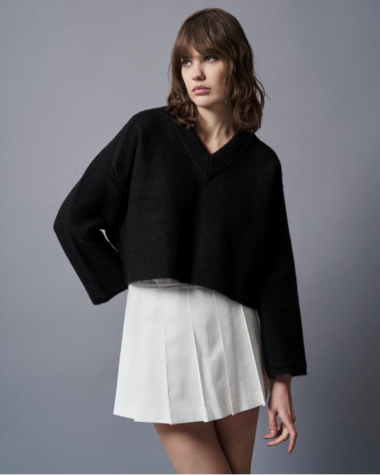 Tailor Made Relaxed Knit V Neck Πουλόβερ Black