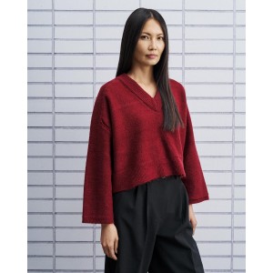 Tailor Made Relaxed Knit V Neck Πουλόβερ Bordeaux