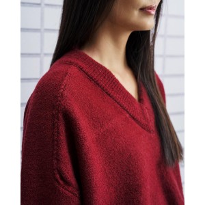 Tailor Made Relaxed Knit V Neck Πουλόβερ Bordeaux