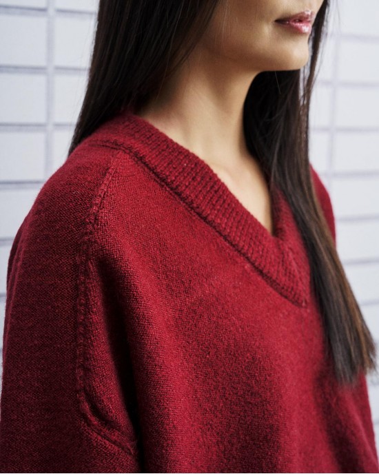 Tailor Made Relaxed Knit V Neck Πουλόβερ Bordeaux