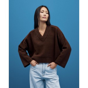 Tailor Made Relaxed Knit V Neck Πουλόβερ Coffee