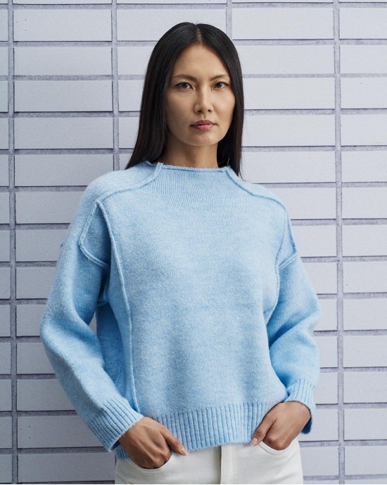 Tailor Made Oversized Knit External Seams Πουλόβερ Sky Blue