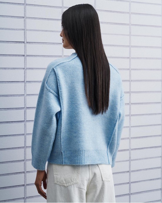 Tailor Made Oversized Knit External Seams Πουλόβερ Sky Blue