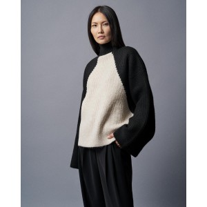 Tailor Made Oversized Intarsia 2colours Knit Black/Ecru Πουλόβερ