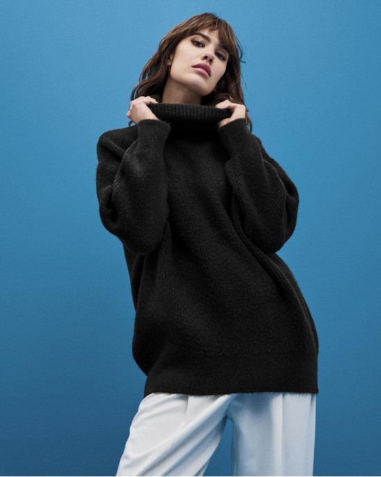 Tailor Made Relaxed Knit Turtleneck Πουλόβερ Black