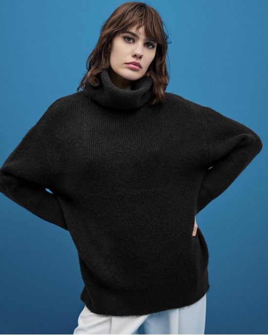 Tailor Made Relaxed Knit Turtleneck Πουλόβερ Black