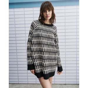 Tailor Made Oversized 2colors Braided Πουλόβερ Black