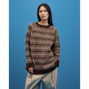 Tailor Made Oversized 2colors Braided Πουλόβερ Coffee