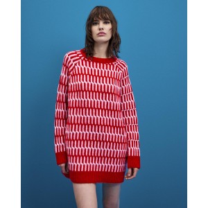 Tailor Made Oversized 2colors Braided Πουλόβερ Red