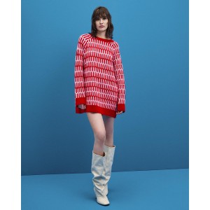 Tailor Made Oversized 2colors Braided Πουλόβερ Red