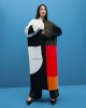 Tailor Made Oversized Long Intarsia Black Ζακέτα