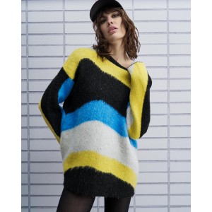 Tailor Made Fluffy Intarsia Knit Πουλόβερ Black