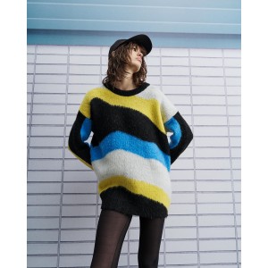 Tailor Made Fluffy Intarsia Knit Πουλόβερ Black