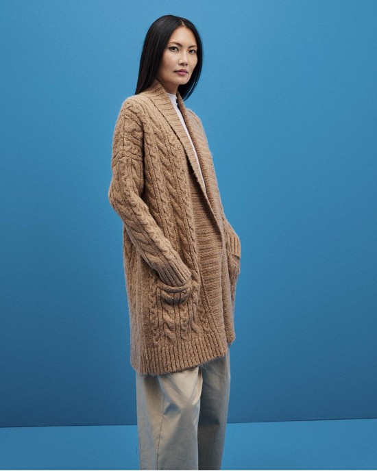 Tailor Made Oversized Knit Beige Ζακέτα