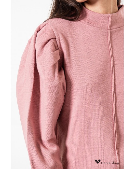Tailor Made Knitwear Μπλούζα Με Πιέτες Στο Μανίκι Ροζ