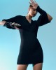 Tailor Made Knitwear Πλεκτό Φόρεμα Με Πέρλα Στο Μανίκι Μαύρο