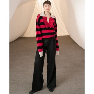 Tailor Made Knitwear Μπλούζα Με Ρίγες & Βολάν Red