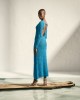 Tailor Made Knitwear Resort Handmade Open Back Knitted Blue Φόρεμα