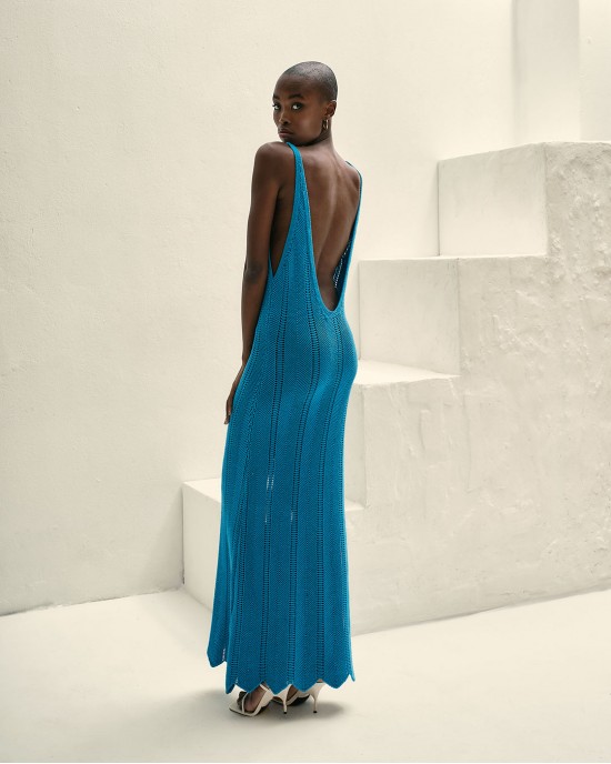 Tailor Made Knitwear Resort Tank Knitted Blue Φόρεμα