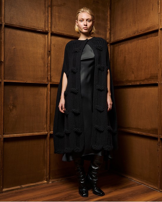 Tailor Made Long Knit Black Κάπα