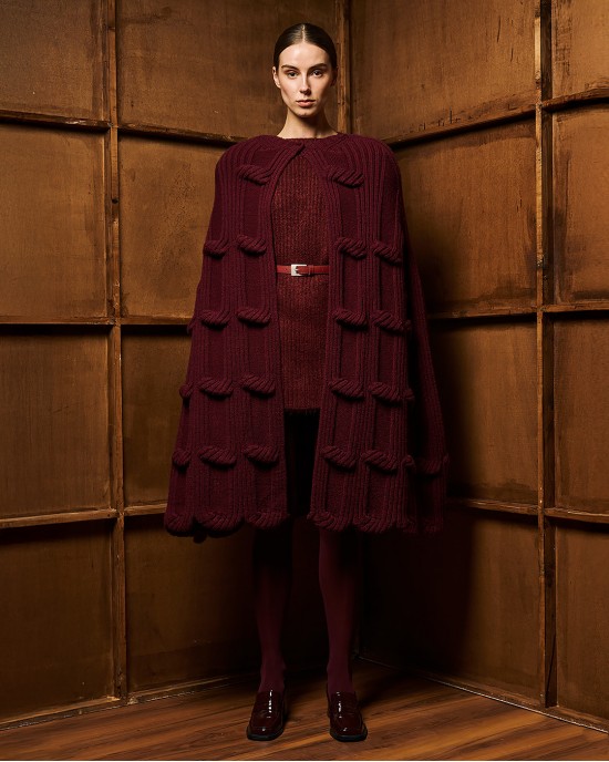 Tailor Made Long Knit Bordeaux Κάπα