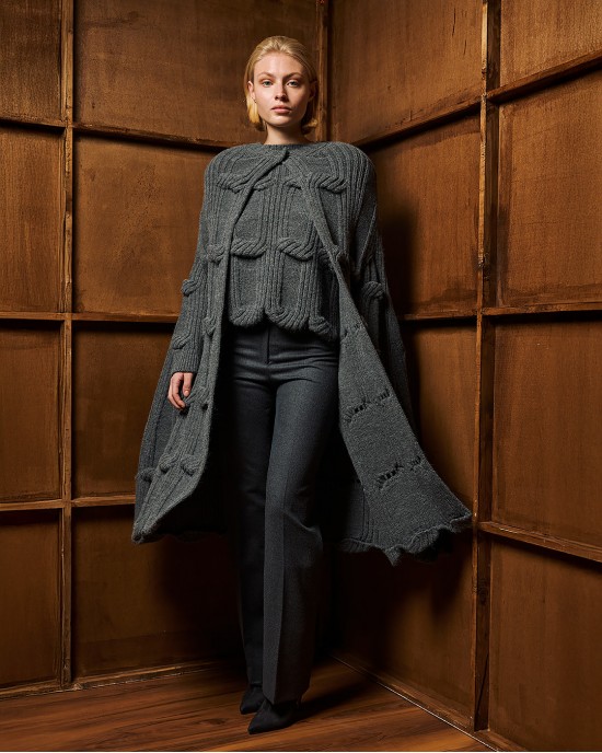 Tailor Made Long Knit Grey Κάπα