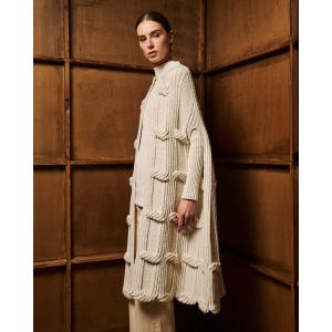 Tailor Made Long Knit Off-White Κάπα