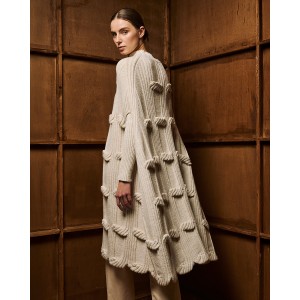 Tailor Made Long Knit Off-White Κάπα