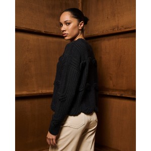 Tailor Made Cable Knit Black Πουλόβερ