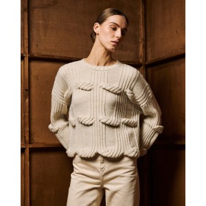Tailor Made Cable Knit Off-White Πουλόβερ