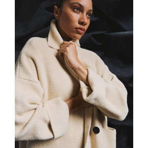 Tailor Made Across Buttons Oversized Long Beige Ζακέτα