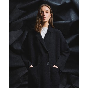 Tailor Made Across Buttons Oversized Long Black Ζακέτα Tailor Made Across Buttons Oversized Long Black Ζακέτα