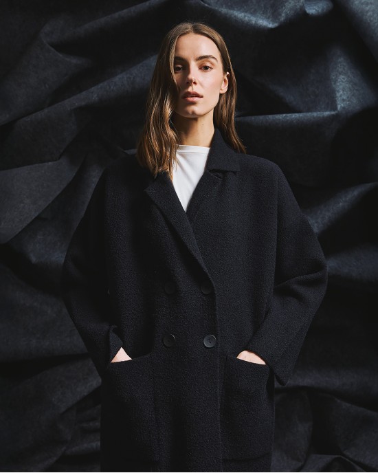 Tailor Made Across Buttons Oversized Long Black Ζακέτα Tailor Made Across Buttons Oversized Long Black Ζακέτα