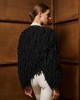 Tailor Made Short Fringed Knit Black Ζακέτα