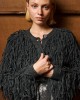 Tailor Made Short Fringed Knit Grey Ζακέτα