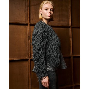 Tailor Made Short Fringed Knit Grey Ζακέτα