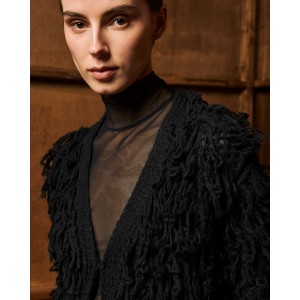 Tailor Made Long Fringed Knit Black Ζακέτα Tailor Made Long Fringed Knit Black Ζακέτα