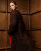 Tailor Made Long Fringed Knit Coffee Ζακέτα