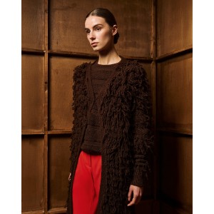 Tailor Made Long Fringed Knit Coffee Ζακέτα Tailor Made Long Fringed Knit Coffee Ζακέτα