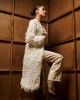 Tailor Made Long Fringed Knit Off White Ζακέτα