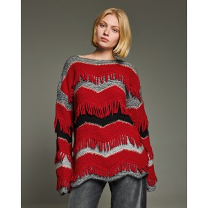Tailor Made Fringed Knit With Stripes Red Πουλόβερ Tailor Made Fringed Knit With Stripes Red Πουλόβερ