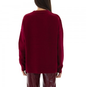 Tailor Made Oversized Round Neck Knit Bordeaux Πουλόβερ