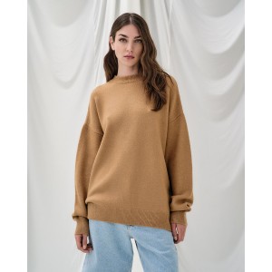 Tailor Made Oversized Round Neck Knit Camel Πουλόβερ Tailor Made Oversized Round Neck Knit Camel Πουλόβερ