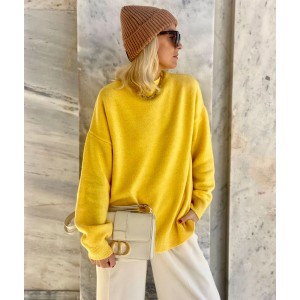 Tailor Made Oversized Round Neck Knit Yellow Πουλόβερ