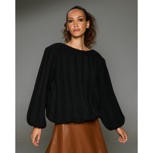Tailor Made Oversized Nostalgic Wide-neck Knit Black Πουλόβερ