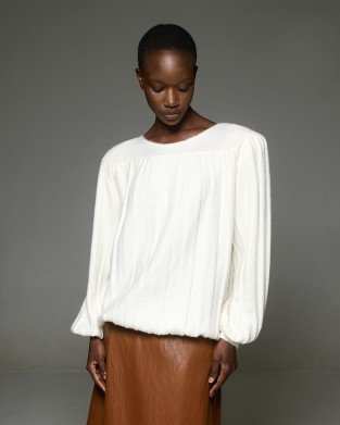 Tailor Made Oversized Nostalgic Wide-neck Knit Off White Πουλόβερ