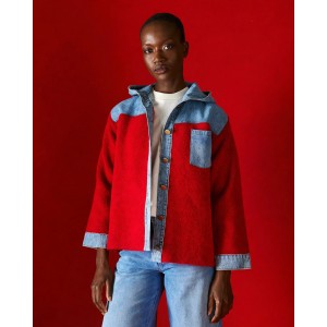 Tailor Made Denim Hood Shoulders & Pocket Red Ζακέτα