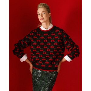 Tailor Made Knit With Cherries Black Πουλόβερ